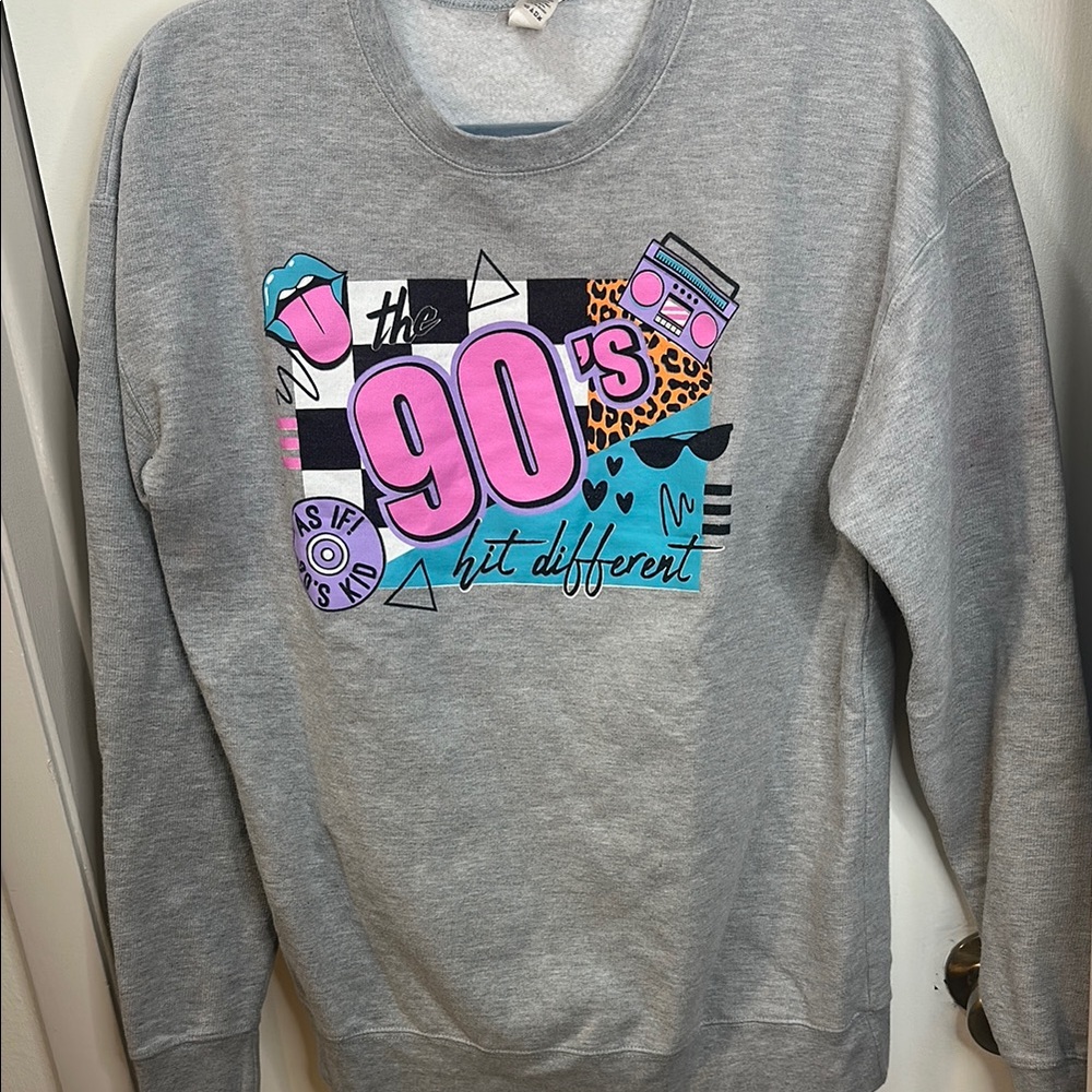 Tultex Gray 90's Graphic Sweatshirt
